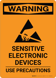 Warning: Sensitive Electronic Devices - Use Precautions - Portrait Wall Sign